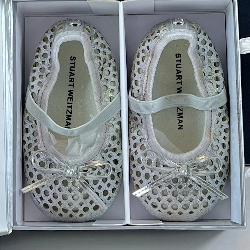 Stuart Weitzman "My First Weitzmans" Silver Glittery Ballet Flats Infant Size 4 - Picture 15 of 15